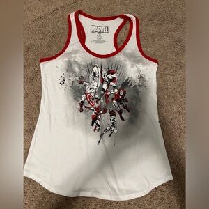 White/grey/red Marvel tank top women’s